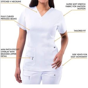 Medium white scrub top
